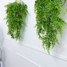 人造吊掛蕨類植物 高品質婚禮裝飾、生日派對、花園活動及室內/室外使用，無需電源，戶外綠植裝飾藤蔓，耐用，適用於婚禮佈置、新娘背景牆、道具、花環、桌面裝飾、桌上藤蔓、燭光花環、宴會、約會、派對 - 綠色 - 查看 6