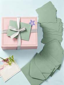 2/10pcs Mini Envelopes With Blank Note Cards, First Day Of School Teacher Gift Envelopes, Small Self-Adhesive Envelopes For Weddings, Small Parties, Love Letters, Holiday Greeting Cards, Graduation Ceremony Invitations, Baby Shower, Wedding And RSVP Cards - Green Envelope - View 2
