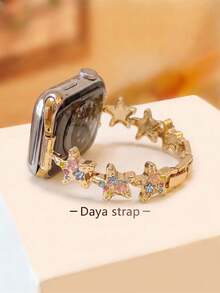 Compatible With Apple Watch Band/Watch Strap, Women's Style, High-End Gold Multicolor Five-Pointed Star Band, Gold Multicolor Adjustable Bracelet Strap, Compatible With Apple Watch 38/40/41/42/44/45/46/49 Mm, Compatible With Apple Watch Series Ultra3/2/1/Se/11/10/9/8/7/6/5 4/3/2/1, High-End Fashion Accessory - Gold - View 7