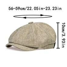1pc Men's Short Brim Solid Color Linen Newsboy Cap, Outdoor Party Elegant Beret, Spring/Autumn Baseball Cap - One Size Fits All - View 2