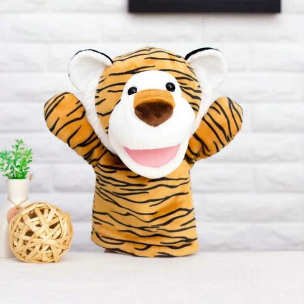 Marioneta de Mano de Animal, Juguete Infantil de Tigre de 28CM, MuñInteractivo para Padres e Hijos, Regalo de Cumpleaños para Niños, Juguete Educativo de Aprendizaje Temprano