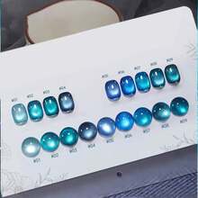 MIANEL GEL 10ml Sapphire Series Cat Eye Gel Nail Polish, Sparkling Blue Glass Bead Cat Eye Gel Nail Polish, Salon Professional Use, Summer Blue Nail Art Supplies - Multicolor - View 6