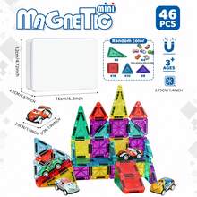 28/46/62 Magnetic Building Blocks Construction Set With Car Combination, Multi-Functional Magnetic Puzzle With Mini Cars, Realistic Birthday/Holiday Gift For 3-14 Years Old Children, Random Color - Color - View 13