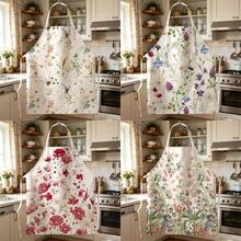1pc Watercolor Wildflower Print Apron - Sleeveless Design, Durable And Comfortable Fit, With Mori Style Pastel Pastoral Pattern, Suitable For Cooking, Baking And Home Cleaning, Household Cleaning, Housework Apron, Home Uniform, Hand-Painted Handmade Gardening Apron, Fun Holiday Gift - Multicolor - View 2