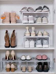 Expandable Shoe Rack, Multi-Functional Space-Saving Shoe Storage Rack, Closet Shelf Organizer, Double-Layer Desktop Storage Rack, Kitchen Dish Cup Utensil Drying Rack - Multicolor - View 5