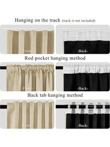 JZGZR Blackout Sliding Door Curtain, Wide Room Divider Curtain With Hooks Ceiling Mounted, Bedroom Drape Thermal Insulated Privacy Assurd, W100x L84, Beige, 1 Panel - Beige - View 3