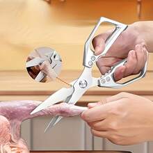1pc Stainless Steel Kitchen Scissors, Chicken Bone Shears, Outdoor Multi-Function Meat Scissors, Suitable For Home, Restaurant, Butcher Shop, Kitchen Supplies - Scissors - View 3