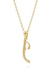 Collar con colgante de oro amarillo macizo de 14 quilates con inicial GG en forma de J con diamantes naturales fabricado en Estados Unidos, acabado de rodio hecho a mano - Gargantilla de 16 pulgadas - Ver 3