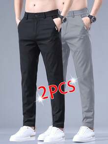 Men's Slim-Fit Straight Leg Casual Trousers With Embroidered Letter Pocket For Summer - 蒼綠色 - 查看 11