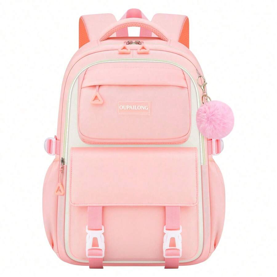 1pc Fashion Backpack, Lightweight With Adjustable Shoulder Straps, Multi-Compartment Large Capacity Backpack, Dual Zipper Closure, Suitable For School, Travel And Daily Use - Single Package - View 1