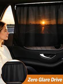 Multifunctional Car Window Curtains, Heat Insulation, Light Blocking, Opaque, Tear-Resistant, Suitable For Home And Self-Driving Travel, Privacy Protection, Breastfeeding And Resting, Essential Car Accessories, Women's Car Interior Decoration - Multicolor - View 3