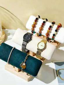 1pc/2pcs Wooden Single-Layer Bracelet Storage Rack, Headband, Necklace, Watch Bracelet Display Stand, Jewelry Headband Display Prop, Decorative Display Rack, Suitable For Retail Display, Trade Exhibition And Personal Collection Storage, Watch Bracelet Display Rack, Bracelet Rack, Countertop Jewelry Display Prop - Log Flat Single Layer Bracelet Stand - View 2