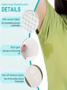 Unisex Anti-Sweat Pads - Invisible Shirt Collar Protector, Single-Use Underarm Pads, Suitable For Men And Women, White And Light Blue, Casual Wear, Absorbent, Asymmetrical Design, Durable Material - White - View 8