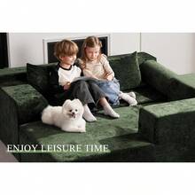 HABUTWAY 105" L Shape Modular Sectional Sofá para Salón de Estar, No se Recoge, Modular Sofá Confortable con Asiento para Salón recámara, Lujo Acorazado Derecho, Blanco - Pluma verde - Ver 6