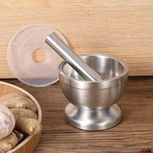 Stainless Steel Mortar And Pestle Set, Manual Spice Grinder, Durable Kitchen Tool, Manual Spice Grinder, Food Crusher - Silver - View 14