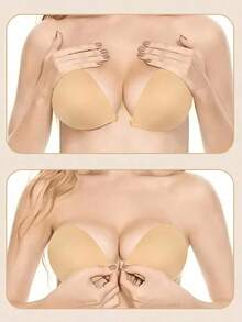 2/1 pieza Copas de sujetador adhesivas, Copas de sujetador de silicona autoadhesivas sin costuras y sin espalda para mujer, Lencería de uso diario y boda, Estilo bikini - Multicolor - Ver 8