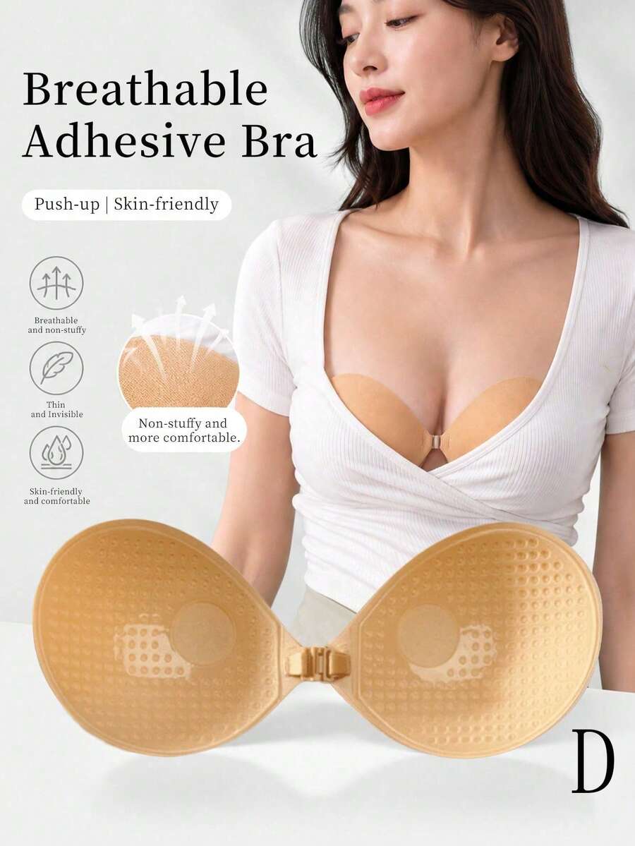 2/1 pieza Copas de sujetador adhesivas, Copas de sujetador de silicona autoadhesivas sin costuras y sin espalda para mujer, Lencería de uso diario y boda, Estilo bikini - Multicolor - Ver 1