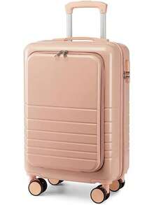 Maleta con Ruedas para Estudiantes Femeninas, Maleta con Apertura Frontal, Bolsa para Computadora, Caja con Contraseña, Maleta de Viaje (Rosa) - 1 - Ver 4