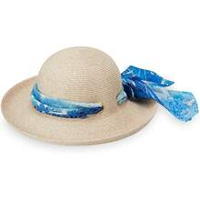 Wallaroo Hat Company – Sombrero de Sol Lady Jane para Mujer – UPF 50+, Ala Ancha, Plegable, Talla Ajustable para Cabezas de Tamaño Mediano - Natural/Hojas - Ver 9