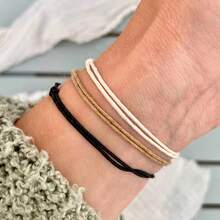 3 Stücke (1 Set), Boho Ozean Aura Armbänder Set, Schutzarmband, Urlaubsarmbänder, verstellbares Kordelarmband, asymmetrische Steinform, Geschenk für Frauen - bunt - Übersicht 5