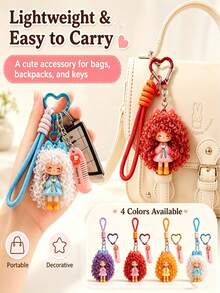 Nai Fu Doll Pendant Cartoon Fluffy Girl Keychain Pendant Women's Bag Charm Small Gift Key Ring Car Key Decoration Pendant Accessory - Multicolor - View 9