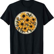 Black Eyed Susans Flower Minimal Floral And Plant Lover T-Shirt - Black - View 11