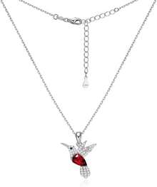 Mayfer |   Collar de plata esterlina .925 para mujer con dije de colibrí decorado con cristal aústriaco - Morado - Ver 2