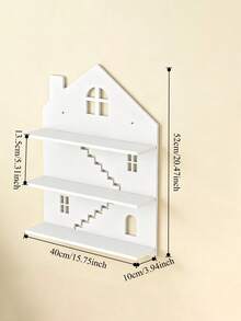 1pc 3-Tier Wooden Display Shelf, White, Wall-Mounted Storage Rack, Baby ...