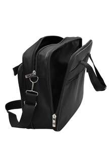 1pc Men's Business Travel Bag, Vintage Crossbody Handbag Design, Large Capacity Shoulder Bag, Zipper Closure, Adjustable Strap, Commute, Shopping, Daily Multi-Functional - Black - View 9