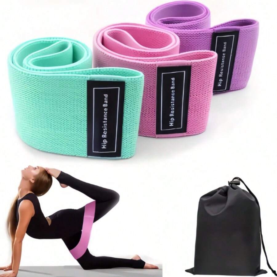 1pc Random Color Knitted Hip Band Resistance Band Set, Leg Strength Training Yoga Pilates Accessories, Home Fitness Equipment - A - View 1