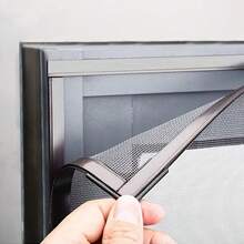 Lưới chống muỗi cửa sổ nam châm DIY 2026, rèm voan trong suốt tàng hình, bảo vệ chống côn trùng và ruồi theo yêu cầu, có khóa cài, chống gió - Từ tính đen - Xem 6