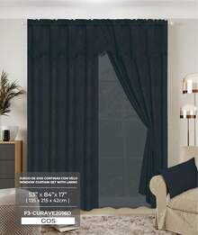 Casaisla Home Collection Set Cortinas Jacquard Lujosas con Velo y Cenefa (270x215+42 cm) 2 Paneles y 2 Cuerdas de Amarre, Cortinas Satinadas, Elegantes y Atemporales 7 Colores Disponibles - Gris Oscuro - Ver 9