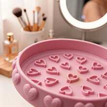 Almohadilla de limpieza profunda para brochas de maquillaje, bandeja de frotado potente con textura en forma de corazón 3D - Patrón en forma de corazón - Ver 2