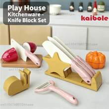 Children's Kitchen Toy Set, Montessori Simulation Kitchen Utensils, For Little Chefs, With Cutting Board For Fruits And Vegetables - 21-piece Blue Knife Set - View 2