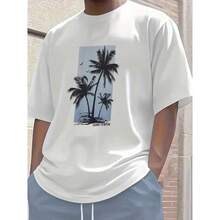 de camiseta y con gráfico de palmera "Siempre en mí" para hombres| Ropa de descanso extragrande para vacaciones costeras| Ropa elegante para el día a día y vacaciones casuales| Co - Blanco - Ver 1