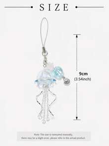 1pc Transparent Jellyfish Metal Arc Romantic Phone Chain Keyring Suitable For Earphone Case Phone Pendant, Summer Phone Case Accessories - Multicolor - View 4