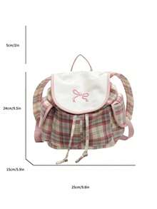 Multi-Pocket Drawstring Backpack, Lightweight Student School Bag, Suitable For Daily Outings, Dates, Commuting And Classes - White - View 5