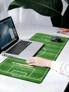 1pc World Cup Theme Green Football Turf, Football Field Large Game Mouse Pad, Office, School, Home Simple Multi-Functional Desk Pad, Waterproof, Anti-Slip, Dirt-Resistant, Extra Large Gaming Office Desk Pad, Computer Keyboard Pad, Desk Pad, Solid Color, Dormitory Desktop Pad, Dirt-Resistant And Easy To Clean - Rectangle - View 3
