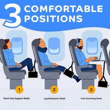 1PC 47*25cm Black Polyester Adjustable Travel Foot Hammock, Reinforced Hard Bottom 3 Positions Hanging Foot Rest Pad, Portable Travel Accessory For Airplane Train Bus Office Wheelchair Relieve Leg Fatigue - A - View 3
