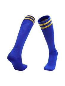 1 paire de chaussettes de football pour enfants, chaussettes de sport respirantes et absorbantes jusqu'au genou, convenant aux enfants de 6 à 12 ans pour le football, la course, le cyclisme, la randonnée et les sports de plein air - Multicolore - Voir 13