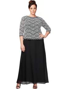 Alex Evenings Vestido Largo de Noche con Lentejuelas y Encaje, Talla Plus Vestido para ocasin Especial para Mujer - Rosa (rosa concha) - Ver 2