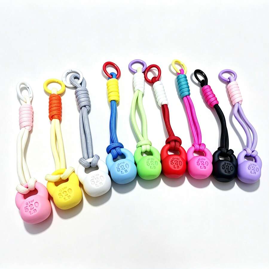 1 pieza Llavero con forma de pesa rusa de cuerda trenzada de color, colgante para bolsa deportiva, regalo creativo para entusiastas del fitness