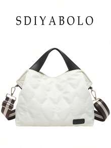 Bolso de mano para mujer, bolso ligero y esponjoso, adecuado para viajes, trabajo, playa, gimnasio, compras - Beis - Ver 2