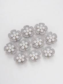 1/2/4pcs 23mm Rhinestone Floral Metal Button Covers, Women's Crystal Button Caps, Detachable Clip-On Button Covers, Crystal Decorative Buttons For Clothing, With Pliers, Suitable For Dresses, Suits, Evening Gowns, Shirts Accessories, Lead Color - Multicolor - View 7