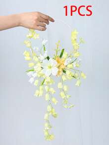 1/3pcs Elegant White Floral Handheld Wreath, Artificial Peony And Lily Of The Valley Bridal Wreath, Wedding Ceremony Accessory - Yellow - View 11