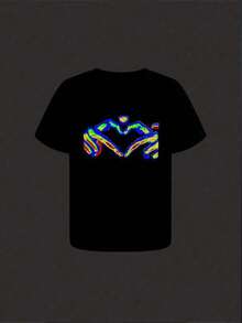 Short-Sleeved T-Shirt With Round Neck And Minimalist Graphic Print In Black For Girls - 黑色 - 查看 1