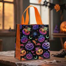 12/24PCS Halloween Series Non-Woven Tote Bags, Purple Black Laser Horror Ghost, Pumpkin Lantern, Bat Pattern Printed Reusable Gift Packaging Bags, Trick Or Treat Activity, Halloween, Birthday Party Decoration Gift Bags, Durable Holiday Celebration And Daily Item Storage Shopping Bags - 5801 - View 8
