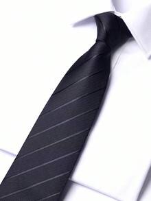 Corbata con cremallera para hombre, adecuada para uso diario en negocios y viajes - Negro - Ver 2