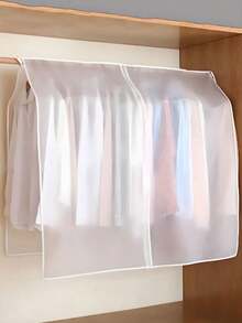 1pc Large Capacity PEVA Hanging Garment Dust Cover, Semi-Transparent Wardrobe Clothing Protector, Waterproof & Moisture-Proof, Suitable For Shirts, Dresses, Suits, Coats, Hanging Rod Cover, Bedroom Closet Storage, Dorm Essentials - View 3