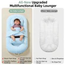 1pc Baby Nest, Portable Baby Bed, Newborn Lounger, Bean Velvet + Breathable Mesh, Reversible, Suitable For All Seasons, Fits 0-12 Months Boys And Girls - Multicolor - View 6